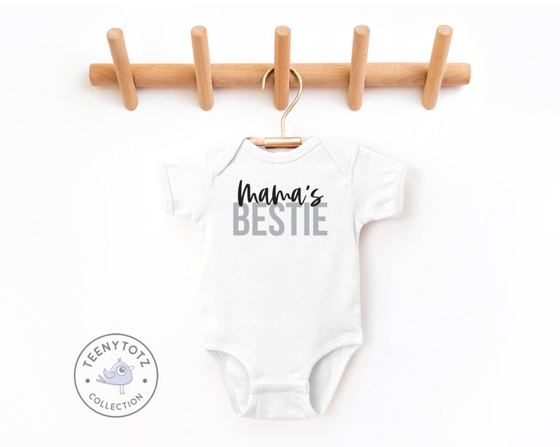 Mama's Bestie Bodysuit Best Friend Baby Romper, Unisex Baby Clothes, Baby Shower Gift image 1