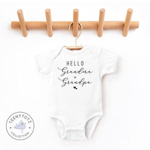 Hello Grandma and Grandpa Baby Bodysuit | Grandparents Announcement Baby Romper, Grandma & Grandpa Baby Bodysuit