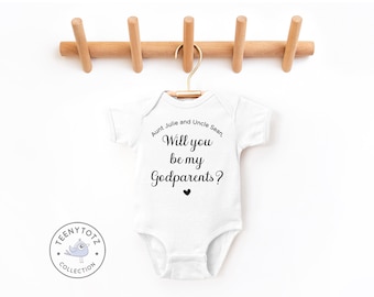 Personalized Godparents Bodysuit | Will You Be My Godparents Romper, Baby Announcement Bodysuit, Cute Baby Clothes, Baby Shower Gift