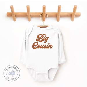 Big Cousin Retro Bodysuit Big Cousin Baby Romper, Vintage Big Cousin Bodysuit, Baby Shower Gift image 2