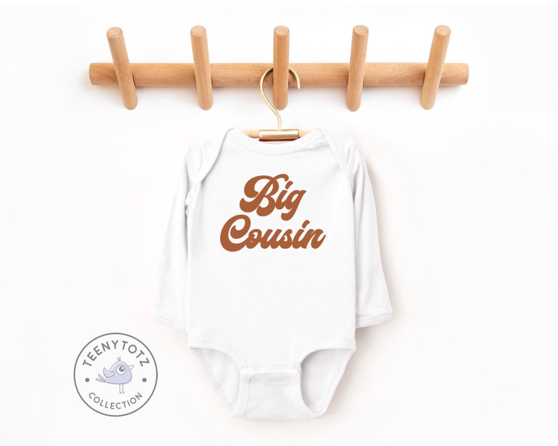 Big Cousin Retro Bodysuit Big Cousin Baby Romper, Vintage Big Cousin Bodysuit, Baby Shower Gift image 2