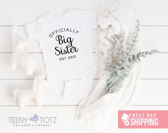 Officially Big Sister Onesie® | Cute Big Sister Baby Onesie®, Cute Sister Bodysuit, Baby Shower Gift