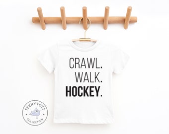 Hockey Baby Shirt | Crawl Walk Hockey Baby Tee, Cute Little Hockey Buddy Shirt, Sports T-Shirt