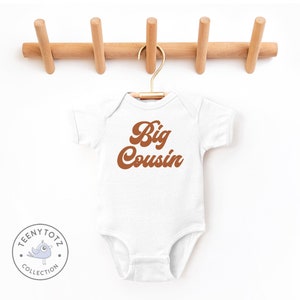 Big Cousin Retro Bodysuit Big Cousin Baby Romper, Vintage Big Cousin Bodysuit, Baby Shower Gift image 1