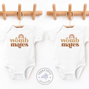 Womb Mates Twin Bodysuit | Boho Baby Romper, Funny Best Friends Twin Bodysuit, Matching Best Friend Romper, Twin Baby Gift