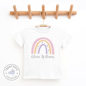 Girls Personalized Name Rainbow Baby Shirt | Custom Name Baby Girl Shirt, Rainbow Baby T-Shirt