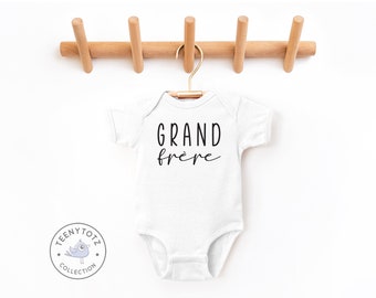 Grand Frère Bodysuit | Cute Big Brother Baby Romper, Cute Brother Bodysuit, French Baby Romper, Baby Shower Gift