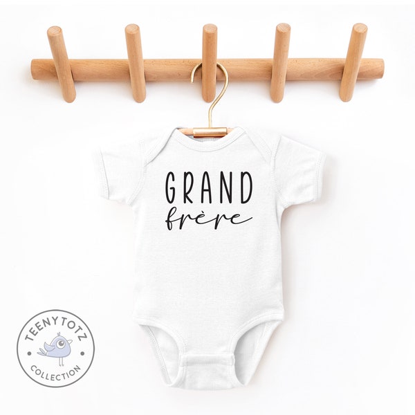 Grand Frère Bodysuit | Cute Big Brother Baby Romper, Cute Brother Bodysuit, French Baby Romper, Baby Shower Gift