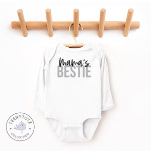 Mama's Bestie Bodysuit Best Friend Baby Romper, Unisex Baby Clothes, Baby Shower Gift image 2