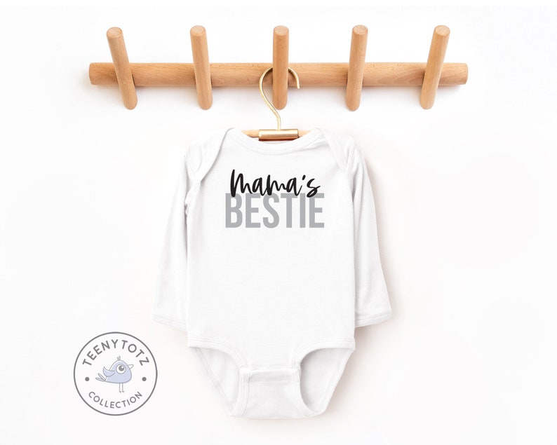 Mama's Bestie Bodysuit Best Friend Baby Romper, Unisex Baby Clothes, Baby Shower Gift image 2