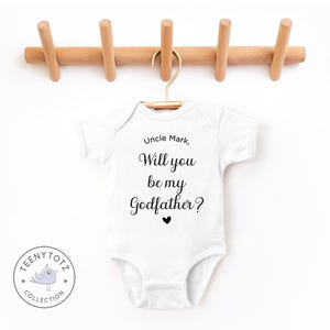 Personalized Godfather Bodysuit | Will You Be My Godfather Bodysuit, Baby Announcement Bodysuit, Cute Baby Bodysuit, Baby Shower Gift