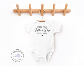 Happy First Fathers Day Bodysuit | Personalized Baby Romper, Fathers Day Gift, Newborn Baby Clothes, Baby Shower Gift