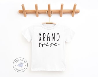 Grand Frère Shirt | Cute Big Brother Kids Tee, Big Brother Shirt, French Clothes, Baby Shower Gift