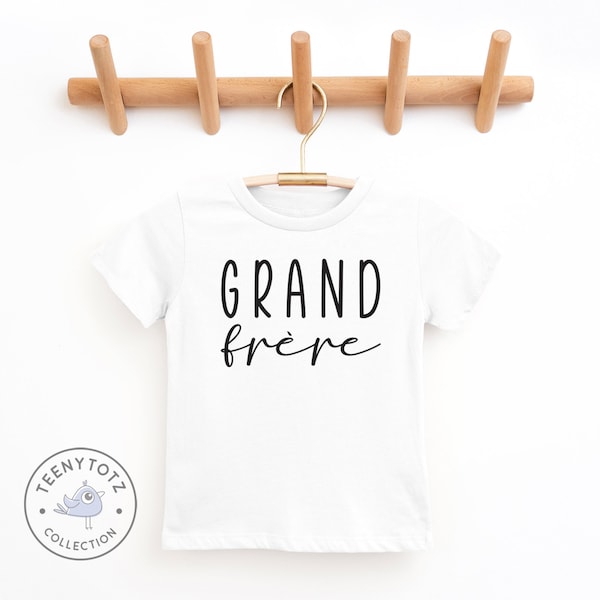 Grand Frère Shirt | Cute Big Brother Kids Tee, Big Brother Shirt, French Clothes, Baby Shower Gift