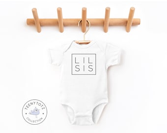 Lil Sis Bodysuit | Little Sister Baby Romper, Cute Sister Bodysuit, Baby Announcement, Baby Shower Gift