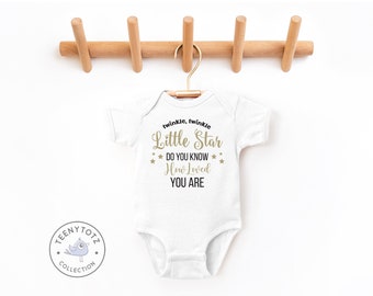 Twinkle Little Star Bodysuit | Cute Baby Romper, Nursery Rhyme Bodysuit, Funny Baby Clothes, Baby Shower Gift