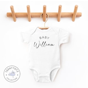 Personalized Baby Name Bodysuit Custom Name Baby Romper, Pregnancy Announcement Name Baby Bodysuit image 1