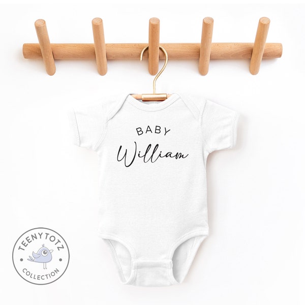 Personalized Baby Name Bodysuit | Custom Name Baby Romper, Pregnancy Announcement Name Baby Bodysuit