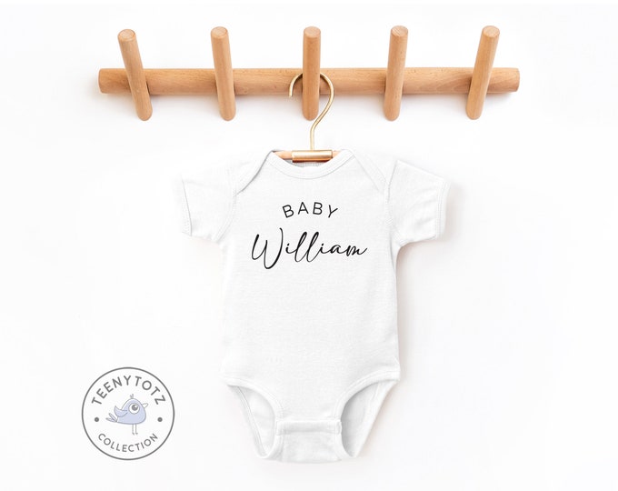 Personalized Baby Name Bodysuit | Custom Name Baby Romper, Pregnancy Announcement Name Baby Bodysuit