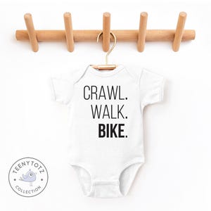 Bike Baby Bodysuit | Crawl, Walk, Bike Baby Romper, Cute Biking Buddy Bodysuit, Adventure Romper