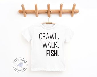 Fish Baby Shirt | Crawl Walk Fish Baby Tee, Funny Fishing T-Shirt, Fishing Buddy Shirt, Fishing Clothes