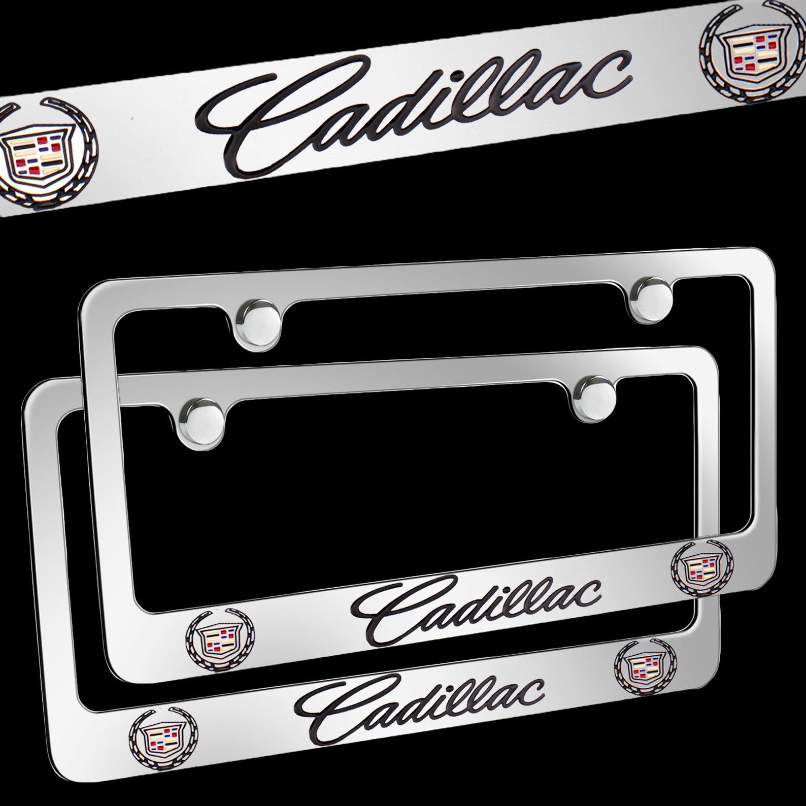 Brand New 2PCS Cadillac Chrome Plated Brass License Plate Etsy