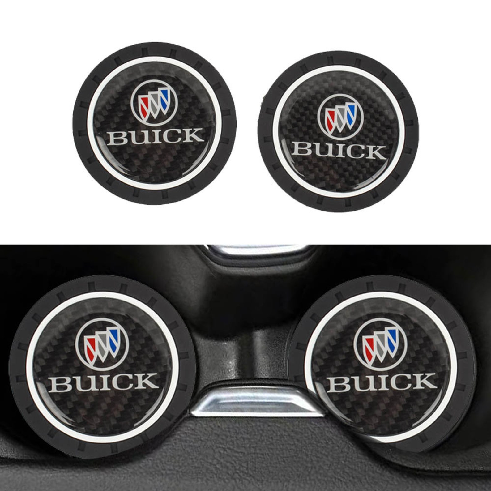 Brand New 2PCS Buick Real Carbon Fiber Car Cup Holder Pad Etsy