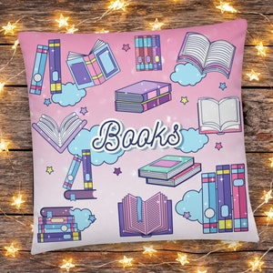 Reading Throw Pillow, Book pillow, Book lover gift, Library gift, Bookish present, book decor, 18x18 throw pillow with insert included