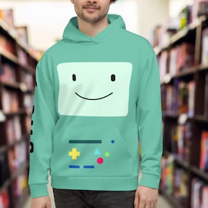 Adventure Time BMO Hoodie, All over print hoodie, Cozy Weather Hoodie, Adventure time BMO Jake the Dog & Finn, Unisex hoodie,