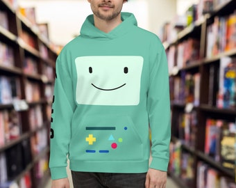 Adventure Time BMO Hoodie, All over print hoodie, Cozy Weather Hoodie, Adventure time BMO Jake the Dog & Finn, Unisex hoodie,