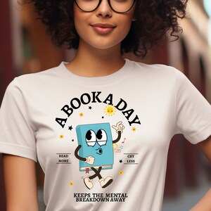 Book A Day Retro Shirt, Bookish Mental Health Shirt, Book Club Gift, Read More Books, BookTok Reader, Book Addict, Romantasy, Bibliophile