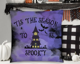 Halloween Decor, Tis the Season to be spooky throw pillow, Halloween Pillow cover with insert, 18x18, Gothic Pillow, Spooky Season decor