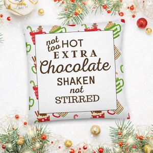 Judy&#39;s Hot Cocoa throw pillow, Disney The Santa Clause Hot Chocolate throw pillow, Shaken not Stirred, Christmas Decor, Disney Decor