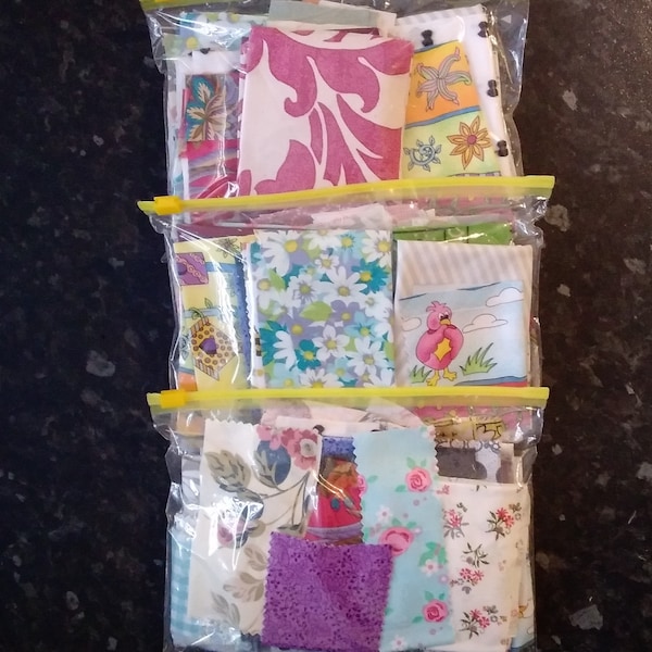 Bag of Scraps - Assorted Cotton Fabric Offcuts - 1 x 200g - Kids Crafts, Collage, Quilting, Patchworking, Doll's Clothes Making, etc.