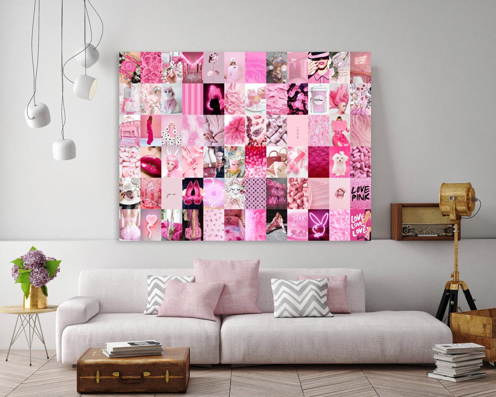 72 Pcs Rose Pink Wall Collage Kit Dirty Pink Aesthetic Room | Etsy