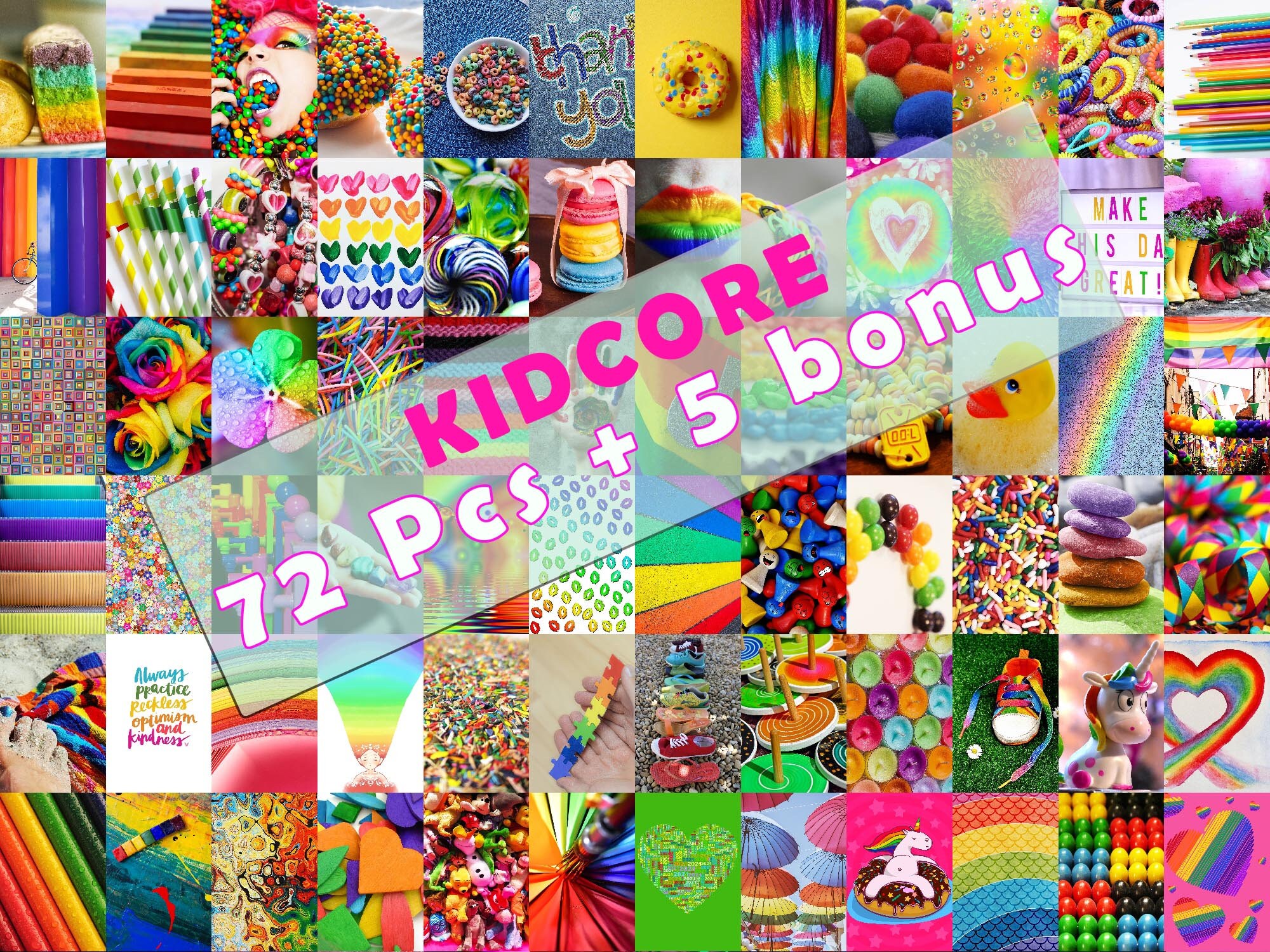 72 Pcs Kidcore room decor aesthetic Kidcore wall collage kit Etsy