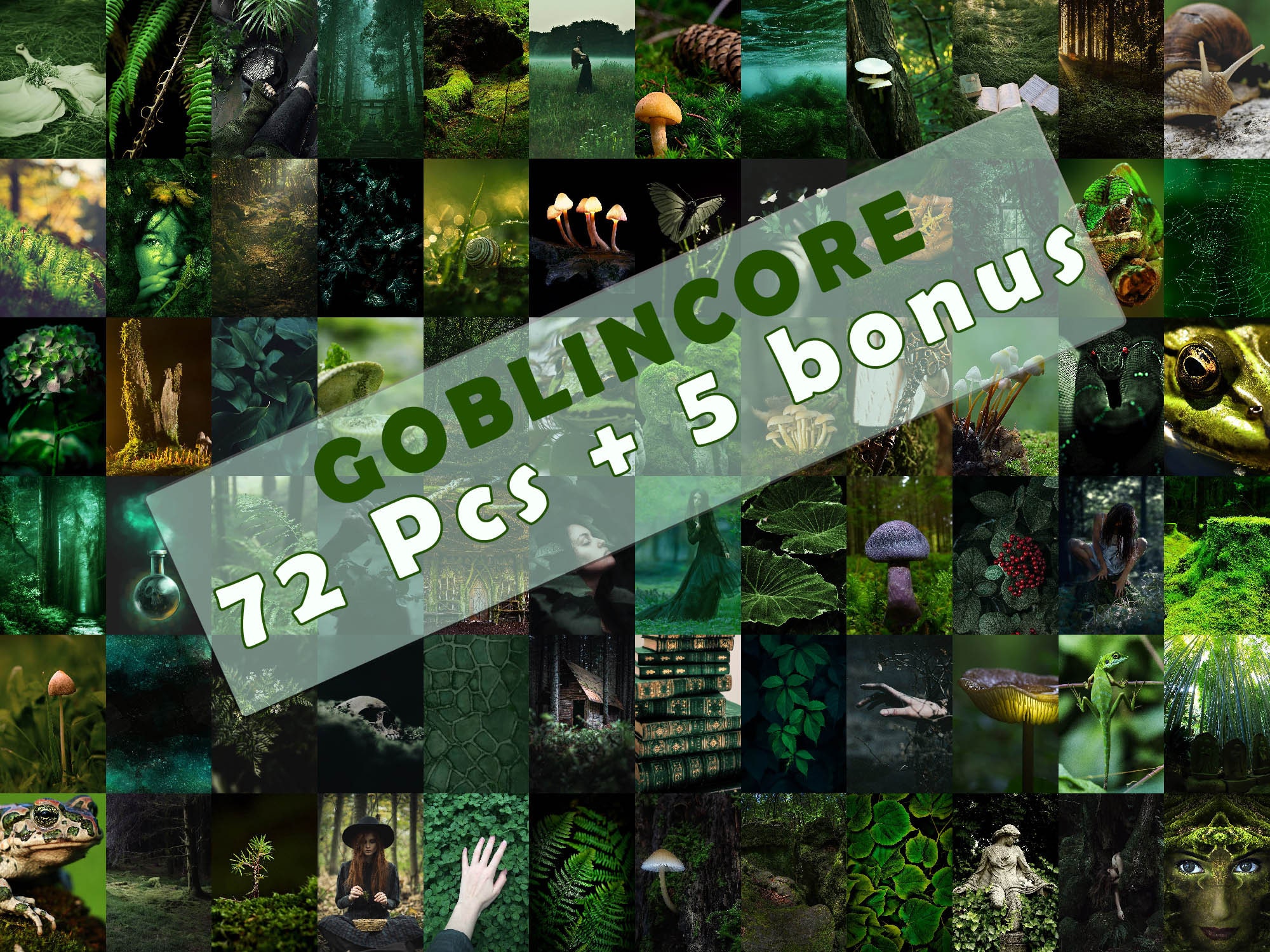 72 Pcs Goblincore Aesthetic Room Decor Green Wall Collage Kit Etsy
