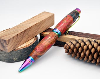 Handmade Dyed Burl Hybrid Cigar Pen, Oil Slick Finish