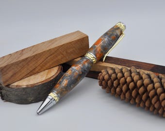 Beautiful Handmade Swirled Resin Ultra Cigar pen,handturned pen,handcrafted ballpoint twist pen,gift for dad or her,gift for boss or grad