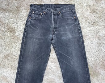 Vintage Y2K Jeans Levi's 501 délavé noir W 30 31 Jeans surdimensionné pantalon ample