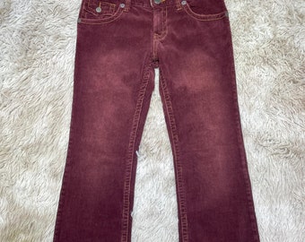 PPFM Japanese Streetwear Brand Men&#39;s Low-Rise Boot Cut Corduroy Jeans Burgundy W31