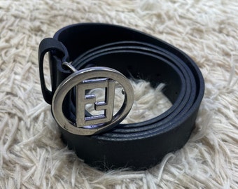 FENDI Genuine Leather Belt Size 110-125cm Black Leather Belt 40-44" Made in Italy