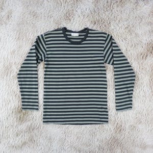 90s agnès b. Border L/S Tee Black White black cotton Brando t-shirt with 