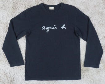 トップス 90s- agnes b. long t-shirt crewneck used Vintage 90s Agnes B Fullprint Tee Vintage 90s Agnes B Crewneck Tee