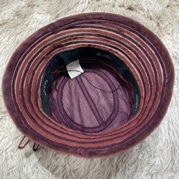 LANVIN Bucket Hat Silk Burgundy Stripe Floral Wom… - image 3