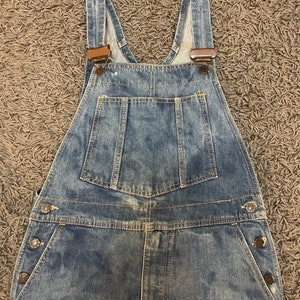 Vintage Bobson Bleach Denim Bib Overall Indigo Blue Jeans W 32