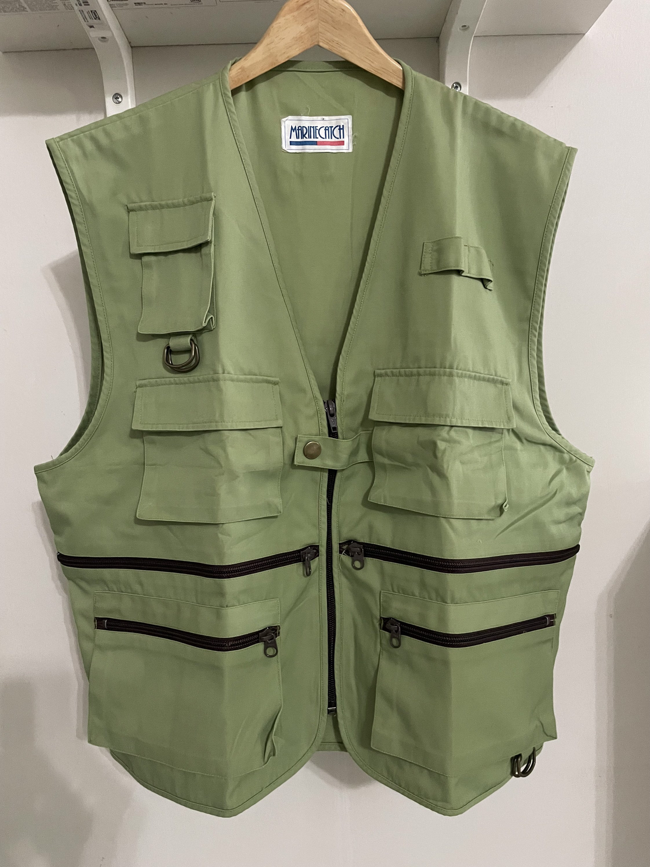 Vintage Green Vest Multi Pocket Japanese Vintage Fishing Outdoor Vest ...
