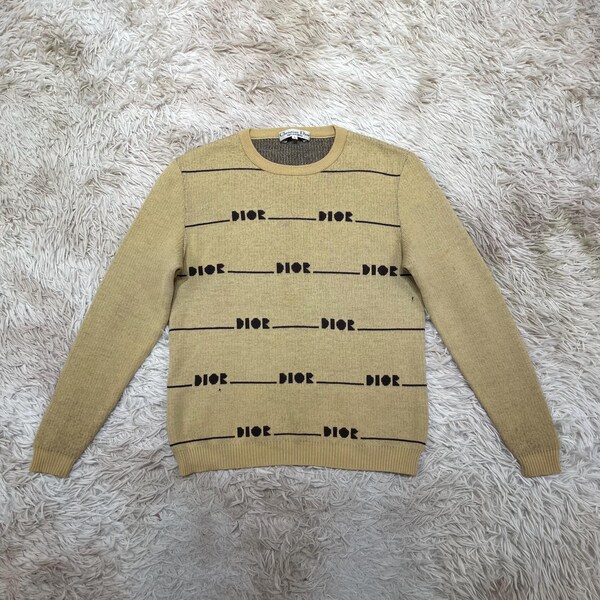 Vintage 90s Dior Sports Embroidered Striped Sweatshirt Womens Size L