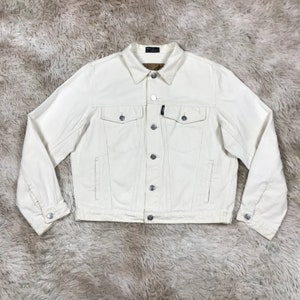 Agnes b White Trucker Jacket 90&#39;s Oversized Jeans Denim Jacket Women&#39;s M