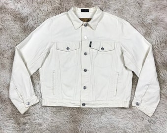 Agnes b White Trucker Jacket 90&#39;s Oversized Jeans Denim Jacket Women&#39;s M